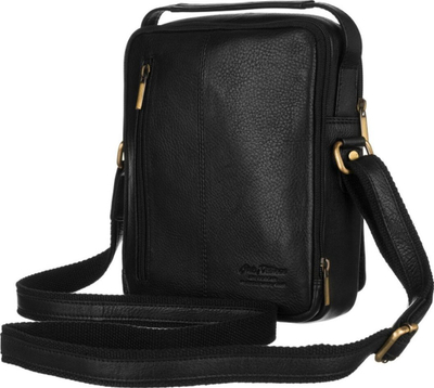 Çantë për burra Peterson PTN-371-NDM, lëkurë natyrale, crossbody, e zezë