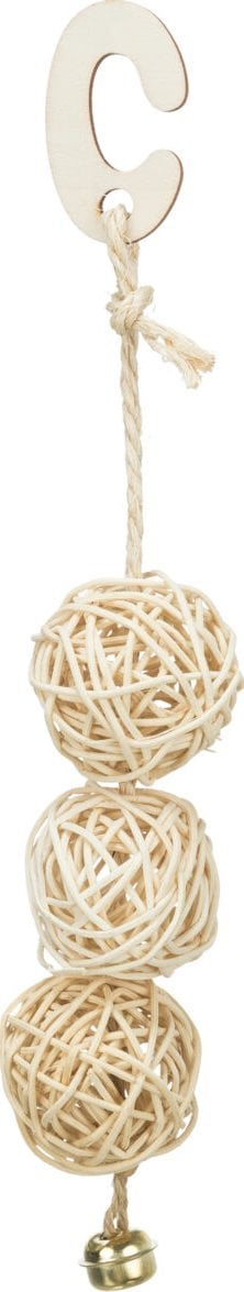 Lodër për zogj Trixie, topa ratani 24 cm, me zile, ratan natyral