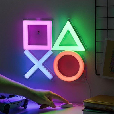Dritë murale LED Playstation, neon, me shumë ngjyra për dekor