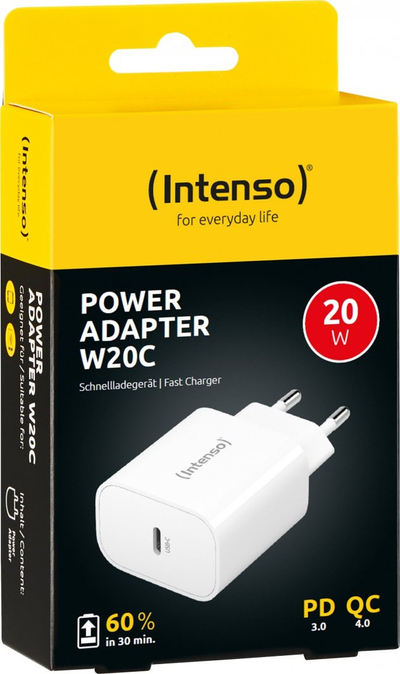 Ngarkues muri Intenso Power Adapter W20C, USB C, 20W, i zi