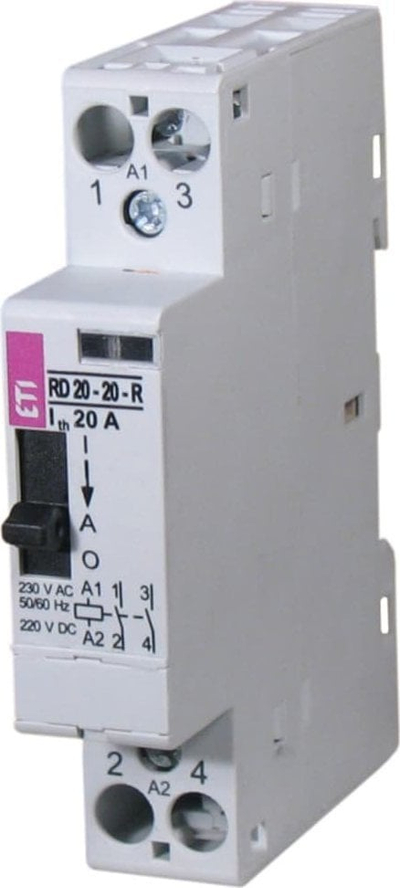 Kontaktor modular Eti-Polam R20-20-R, 20A, 230V AC, gri