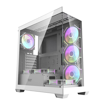 Kuti PC Darkflash DS900 Potato Screen, ATX Mid Tower, 7 ventilatorë ARGB, e bardhë