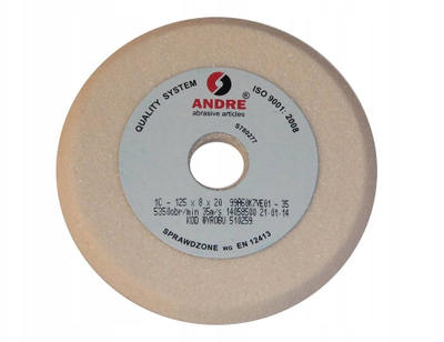 Disk bluarës ANDRE Profiled 1C, 125mm, vrimë 20mm, i bardhë