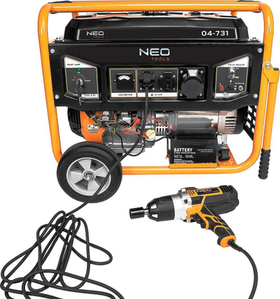 Gjenerator benzine Neo Tools 04-731, 6500W, depozitë 25L, portokalli i zi