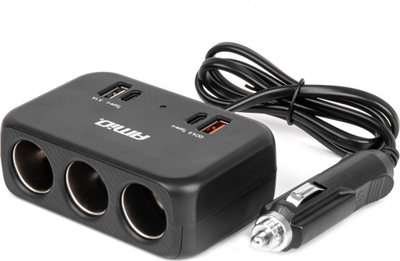Ndarës çakmaku AMIO 04365, 3x prizë 12/24V, USB A USB C QC 4.0 120W