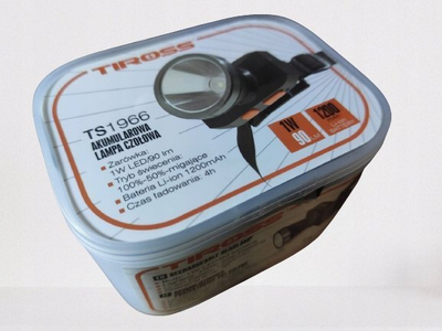 Dritë koke e rikarikueshme Tiross 1966, 1W LED, 90lm, e zezë
