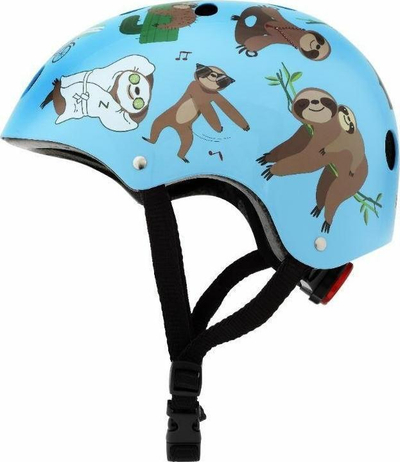 Детска велосипедска кацига Hornit Lids Sloths Medium, 53–58 cm, со ЛЕД светло, сина