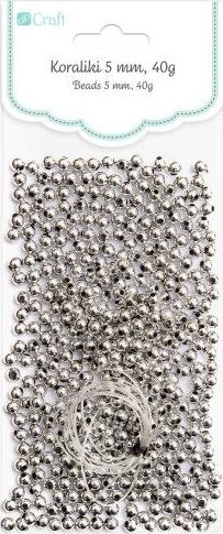 Rruaza dekorative Silver Beads, 5mm, 40g, ngjyr argjendi