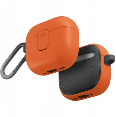 Kuti mbrojtëse Uniq Clyde për AirPods 4, material TPU PC, portokalli