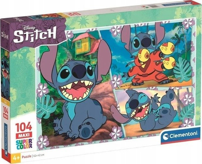 Puzzle Clementoni Supercolor Disney Stitch, 104 copa, karton, shumëngjyrësh