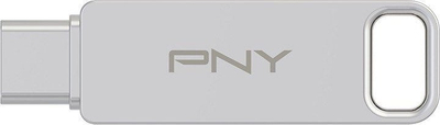 USB PNY Duo-Link, 128GB, USB Type-C edhe USB, argjendi