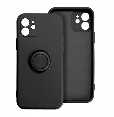 Këllëf telefoni Forcell Silicone Ring për Xiaomi Redmi 14C, silikon, me unazë mbajtëse, i zi
