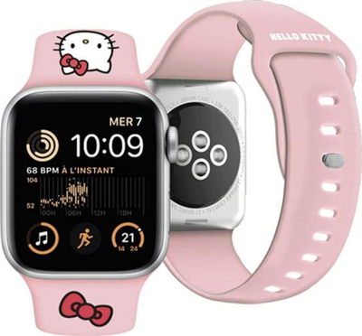 Rrip Hello Kitty HKAWLSCHBLP për Apple Watch 42/44/45/49mm, silikon, rozë