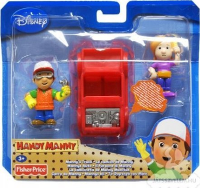 Set lodrash Fisher Price Disney Handy Manny Truck, 2 figura, kamionçinë e kuqe
