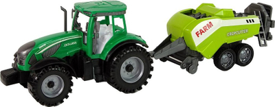 Traktor lodër Leantoys Green Drive, me rimorkio, me mekanizëm fërkimi, i gjelbër