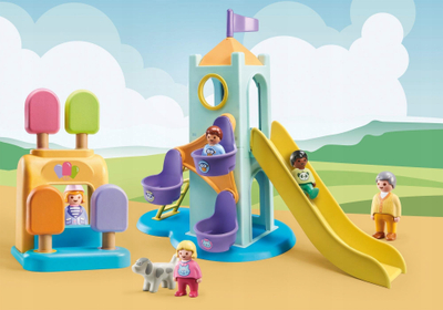 Set lodrash Playmobil 1.2.3 Adventure Playground, 18 pjesë, për kalamaj 1-4 vjeç, shumëngjyrësh