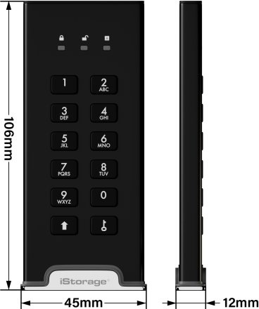 SSD i jashtëm iStorage DiskAshur M2 me PIN, 2TB, USB A / USB C, i zi