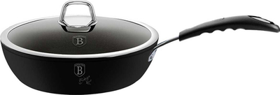 Tigan i thellë Berlinger Haus Black Professional Line BH-6119, 24 cm, me kapak, ngjyrë e zezë