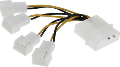 Kabllo adaptues InLine Molex 33341A, 3-pin x4, e verdhë