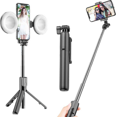Shkop për selfie me llambë Alogy Universal, të zeza