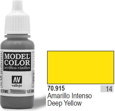 Bojë akrilike Vallejo Model Color Deep Yellow, 17ml, e verdhë e thellë