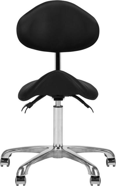 Козметички стол Giovanni Cosmetic Stool 1004, ергономско седло, со тркала, црн