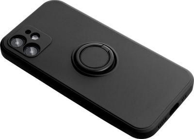 Kapak telefoni Forcell Ring për Xiaomi Redmi 12C, silikon, me këmbëz mbajtëse, i zi