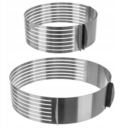 Rreth i rregullueshëm për tortë, çelik inox, 24 30 cm, 7 shtresa, argjend
