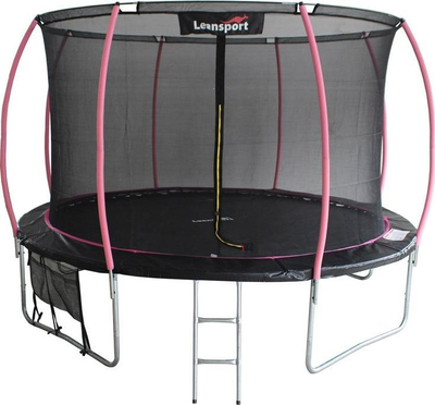 Trampolinë LEAN Sport Max 10ft, diametër 305 cm, me rrjetë sigurie, e zezë me rozë