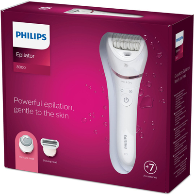 Depilator Philips Series 8000 BRE730/10, pa kabllo, i bardhë