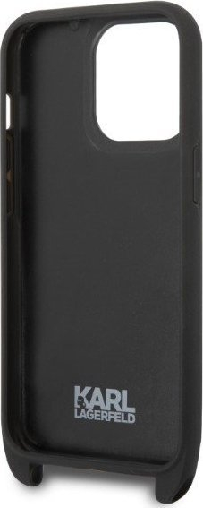 Mbulesë telefoni Karl Lagerfeld KLHCP14LSTMMK, për iPhone 14 Pro 6.1", me rrip, e zezë