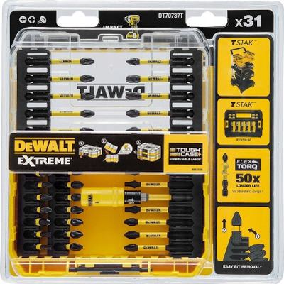 Set bitash goditës Dewalt FLEXTORQ, 31 copë, 1/4", në kuti plastike