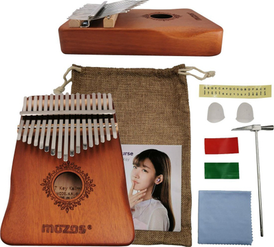 Instrument muzikor kalimba Mozos Flower, 17 taste, dru mahogany, kafe