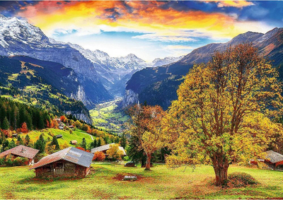 Puzzle Trefl A Picturesque Alpine Village, 1000 copëza, shumëngjyrësh