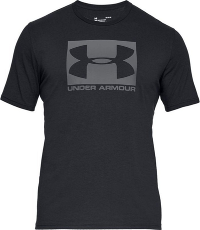 Bluzë sportive për burra Under Armour Sportstyle Boxed Logo, material pambuk me poliester, logo e madhe përpara, e zezë
