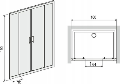 Dyera rrëshqitëse dushi Sanplast D4/TX5b 160, xham transparent, profil silver gloss