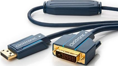 Kabllo DisplayPort në DVI ClickTronic, 3 m, konektorë që rrotullohen, blu e errët