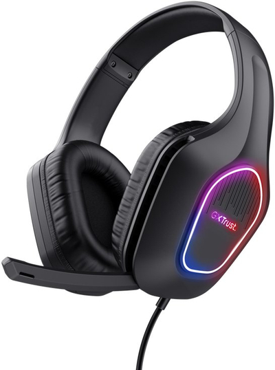 Kufje gaming Trust GXT 416 ZIROX, 50mm, LED multicolor, të zeza