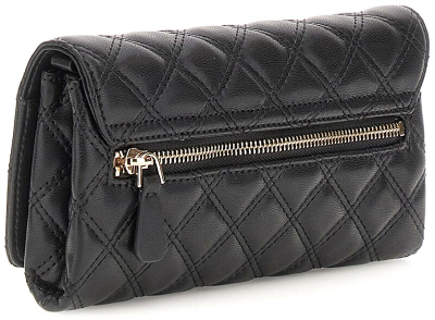 Çantë crossbody Guess Quilted Xbody Flap Organizer, për femra, e zezë