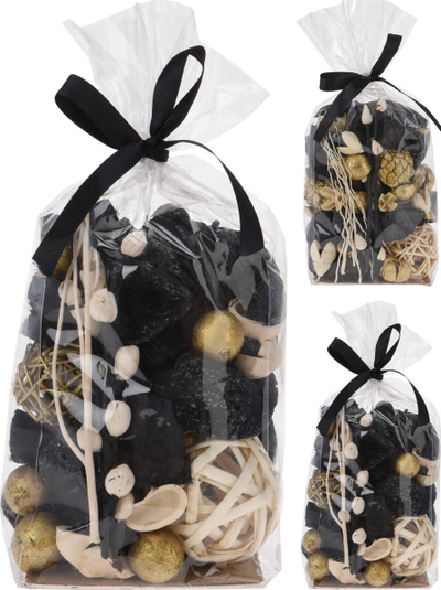 Potpurri H&amp;S Mondex Black and Gold, dekor, 200g, i zi dhe i artë