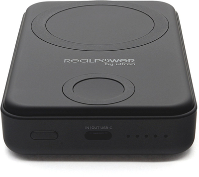 Power bank RealPower PB-10000 MAG Watch, 10000mAh, karikim i shpejt, e zezë