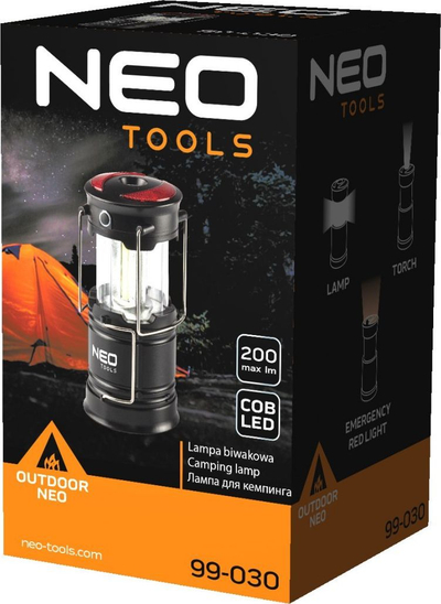 Lampë kampingu Neo Camping, 200 lm, 3xAA, LED COB, gri