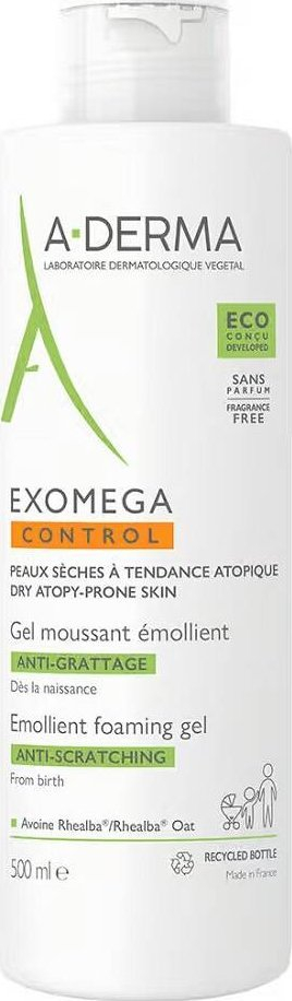 Xhel pastrues A-Derma Exomega Control, shkumëzues, emolient, 500ml