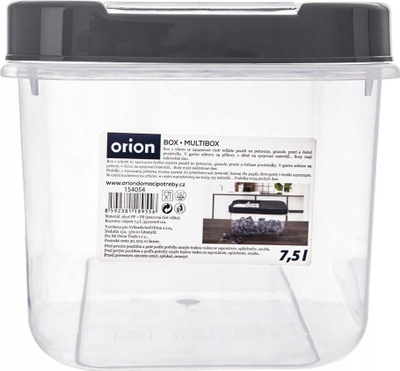 Enë ruajtjeje Orion, për kapsula, pluhur dhe ushqim kafshësh, 7.5 l, gri