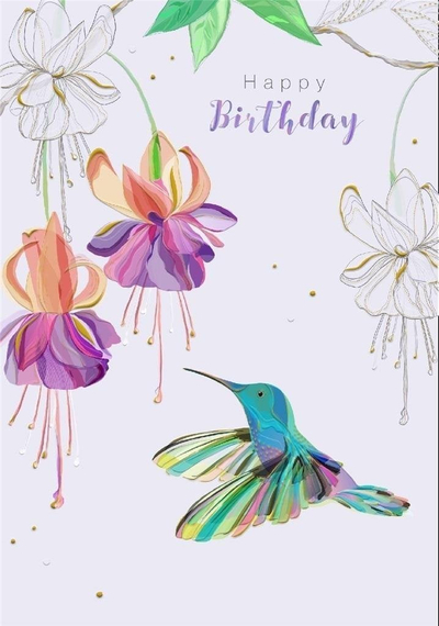Kartolinë urimi Turnowsky MO8514X1 Birthday Hummingbird, format B6, me zarf, shumëngjyrëshe