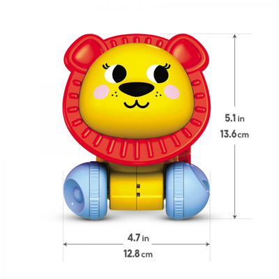 Lodër tërheqëse Kids Hits Lion, shtyje dhe tërhiqe, edukative, e verdhë