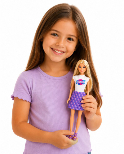 Kukull LeanToys Anlily me kote, set me drapak dhe aksesorë, 30cm, vjollcë