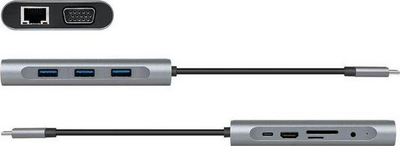 Docking station LogiLink UA0383, USB C 10 in 1, Power Delivery, argjendtë