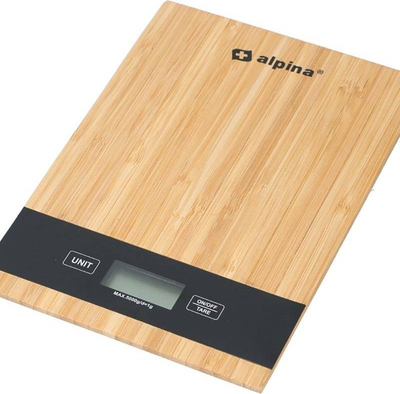 Кујнска вага Alpina Bamboo, 5 kg, дигитална, природна бамбус