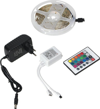 Shirit LED RGB 3 metra me telekomandë, 12V, shumëngjyrësh për në shpi